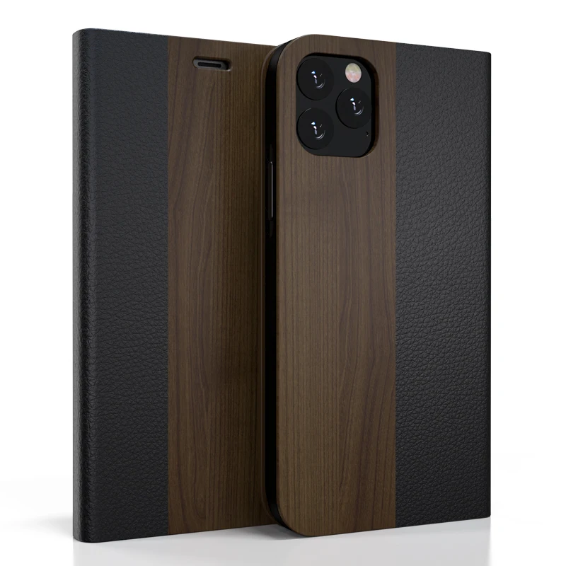 2019 New Arrivals 2 in 1 Wooden Phone Leather Phone Case for Iphone 11