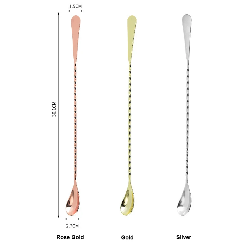 304 Stainless Steel Mixing Cocktail Bar Spoon Bar Stirrer 30cm 40cm Long
