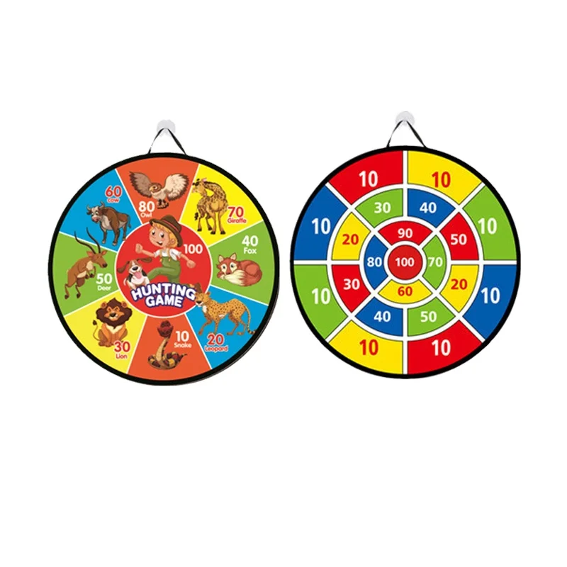 26 inches 2 IN 1 foldable Portable travel animal digital pattern dart board set game with 8 sticky balls for kids