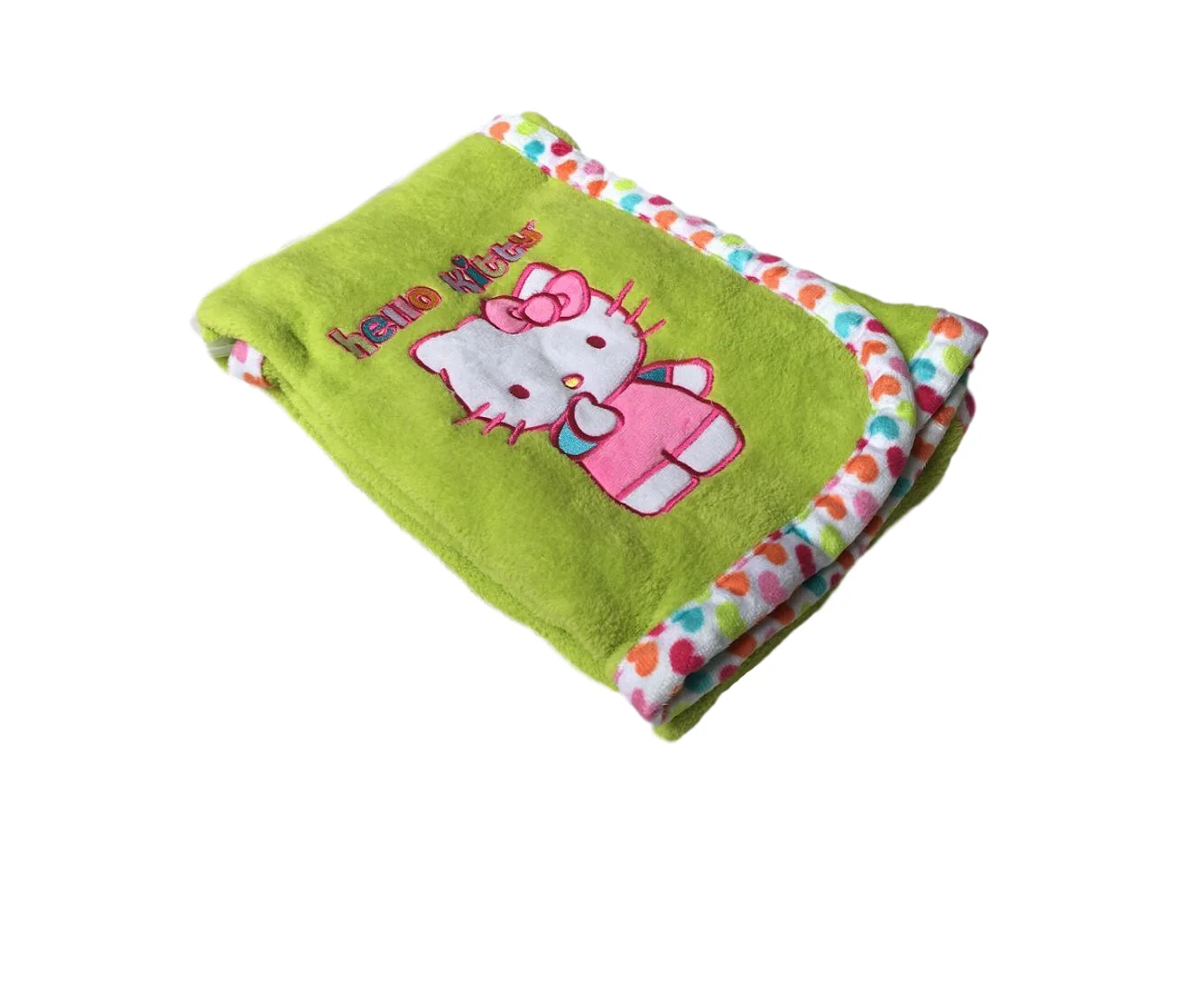 Super Soft  Cozy Candy Color Hello Kitty  EMB Baby Blanket