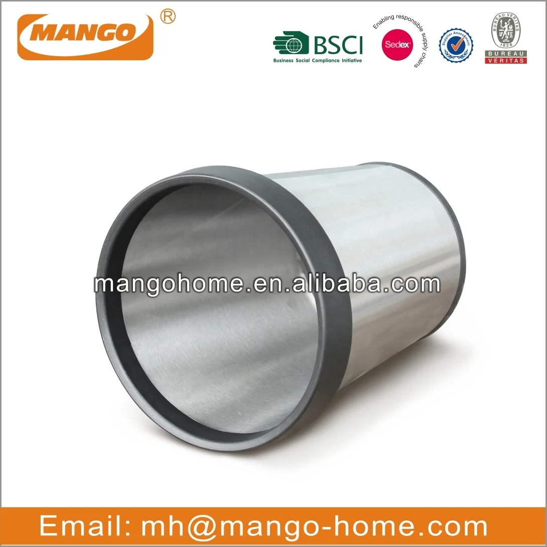 Household Stainless Steel Trash Can Open Top  Round Waste Bin Trash Can