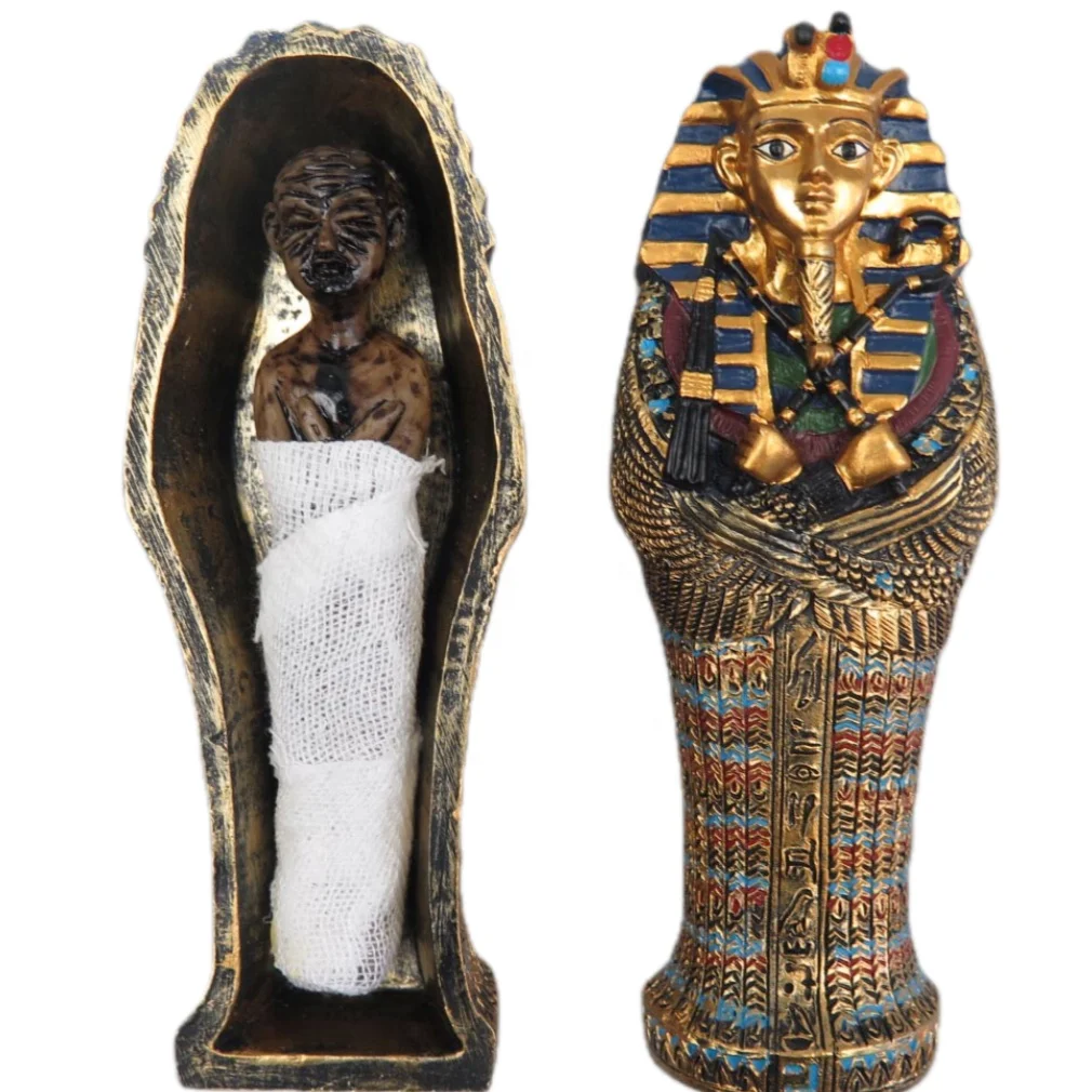 Egyptian King Tutankhamun Pharaoh Sarcophagus Mummy Sculpture Figurine for Art Gifts or Collections