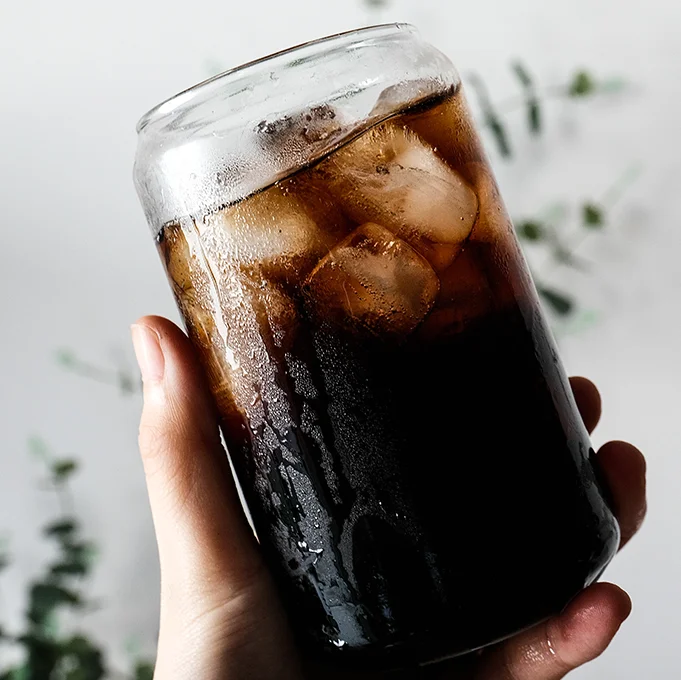 coffee juice glass cup with bamboo lid and straw manufacturers