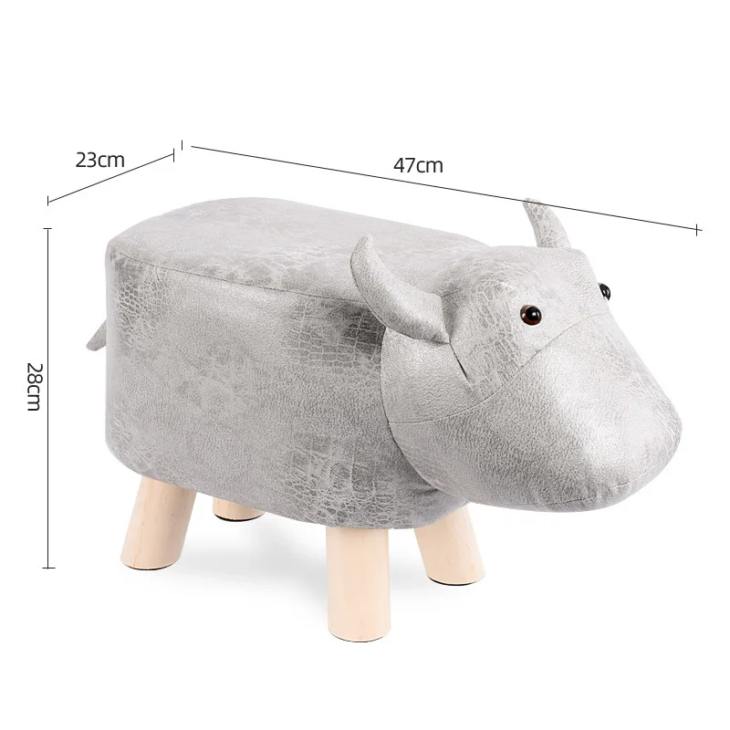 High Quality Leathaire Cute Animal Wood Kids Step Stools Foot Stools for Kids Adult