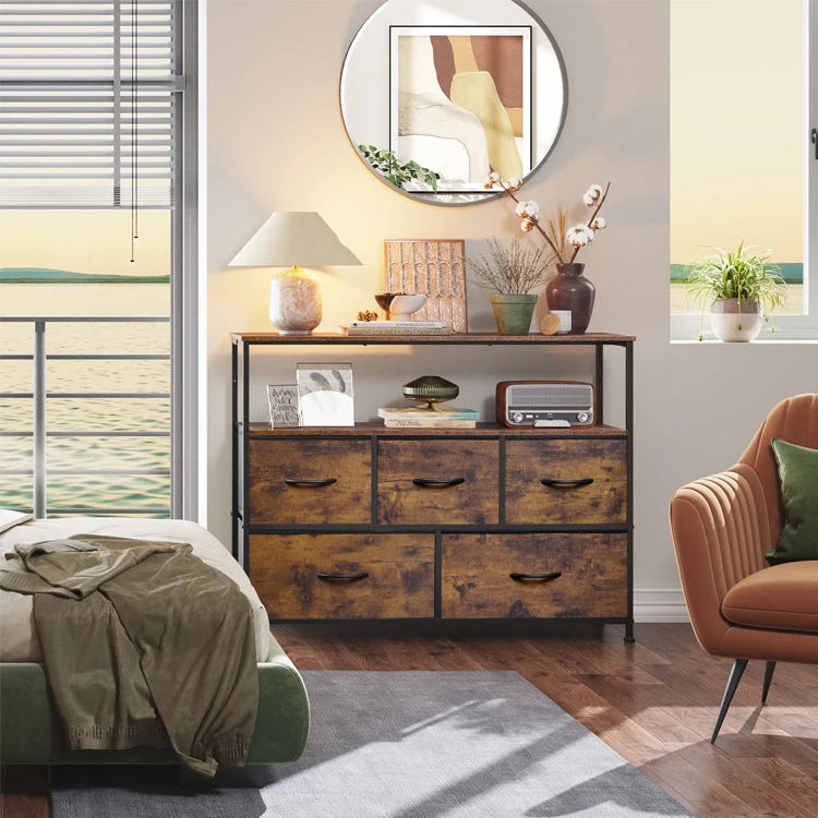 Living Room Bedroom Entryway Wooden Metal Non-woven Drawer Cabinet Media Console Television Table Dresser TV Schrank Stand