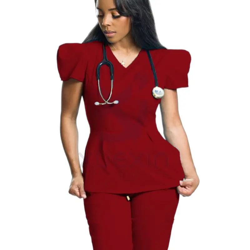 High Quality Nursing Hospital Work Wear Clothing Suits Women Scrubs Uniforms Short Sleeve Nurse Scrub Sets