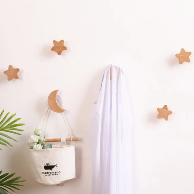 Fun Animal Creative Wooden Traceless Adhesive Hook  Hat  Door Back Hook Beech Wood Clothes Hook