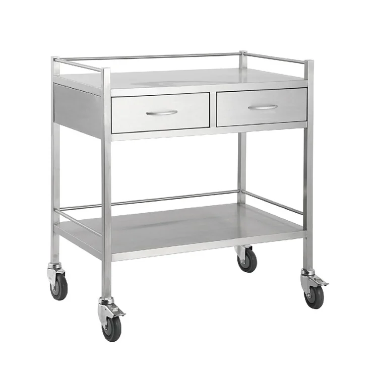 Double Stainless Steel Hospital Medical Trolley