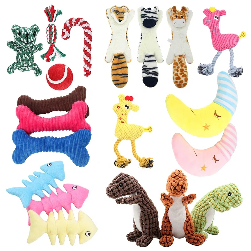  Pet Interactive Dogs Plush Squeaky Chew Toy Dog Puzzle Chewing Soft Toys