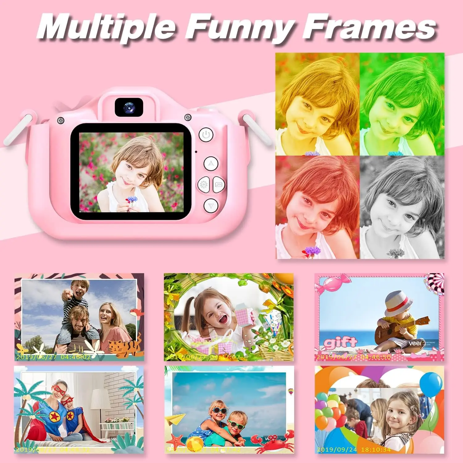 Camera Toys for Children Digital Video Camcorder Camera with Cartoon Soft Silicone Cover Best Birthday Festival Gift for Kids