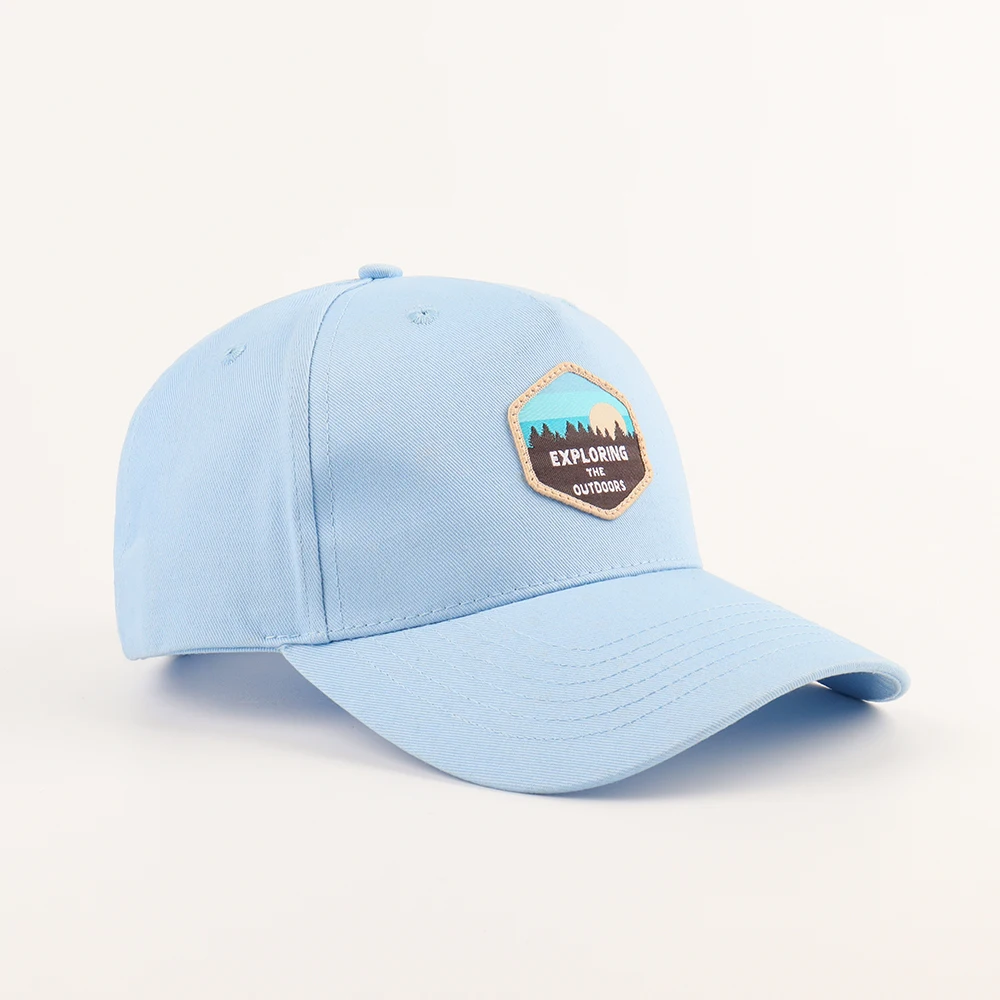 Custom Sky Blue woven patch baseball cap,A Frame Style sport baseball cap,custom outdoor unisex baseball gorras