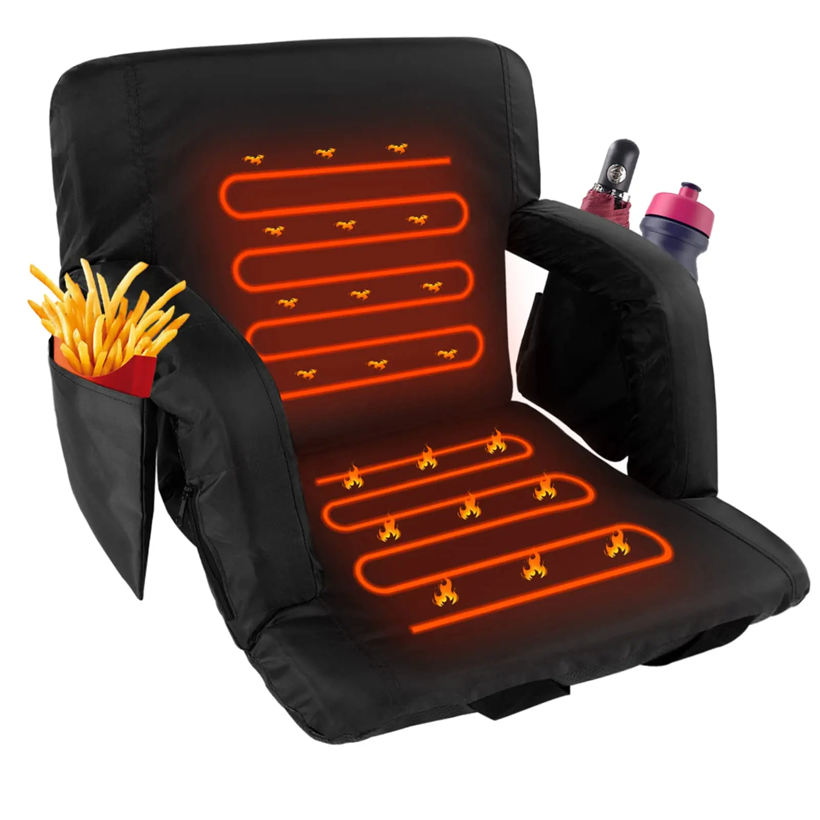 Game Stands USB Heating gym Bench Seat Cushion Folding Bleacher Seat Heated Stadium Seats for Bleachers