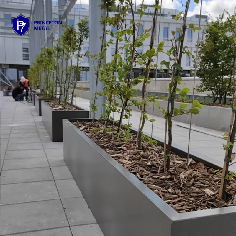 Outdoor flowerpot commercial decorative metal garden aluminum planter restaurant coffee shop