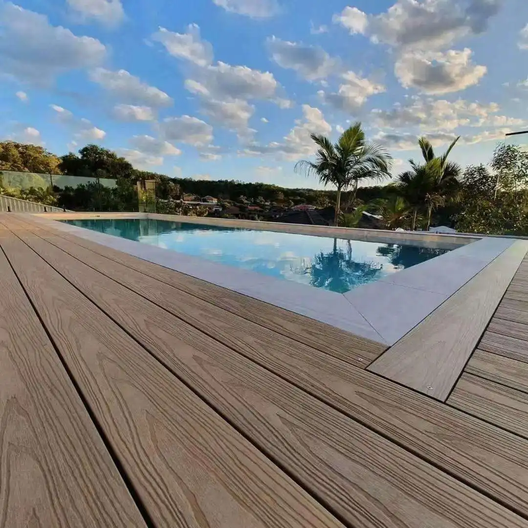 Wood Plastic Composite Board Anti Slip and Waterproof Outer Covering Wpc Deck Wood Texture Crack Resistant Outdoor Floor Tiles