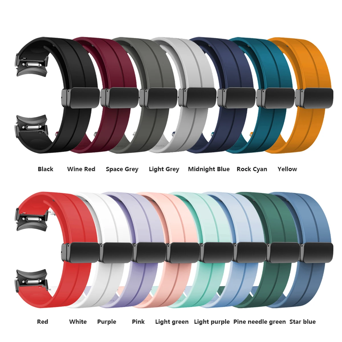 Magnetic Silicone Strap for Samsung Galaxy Watch6 44 40 20mm Bracelet for Galaxy Watch5 4 Classic 47mm smart watch accessories