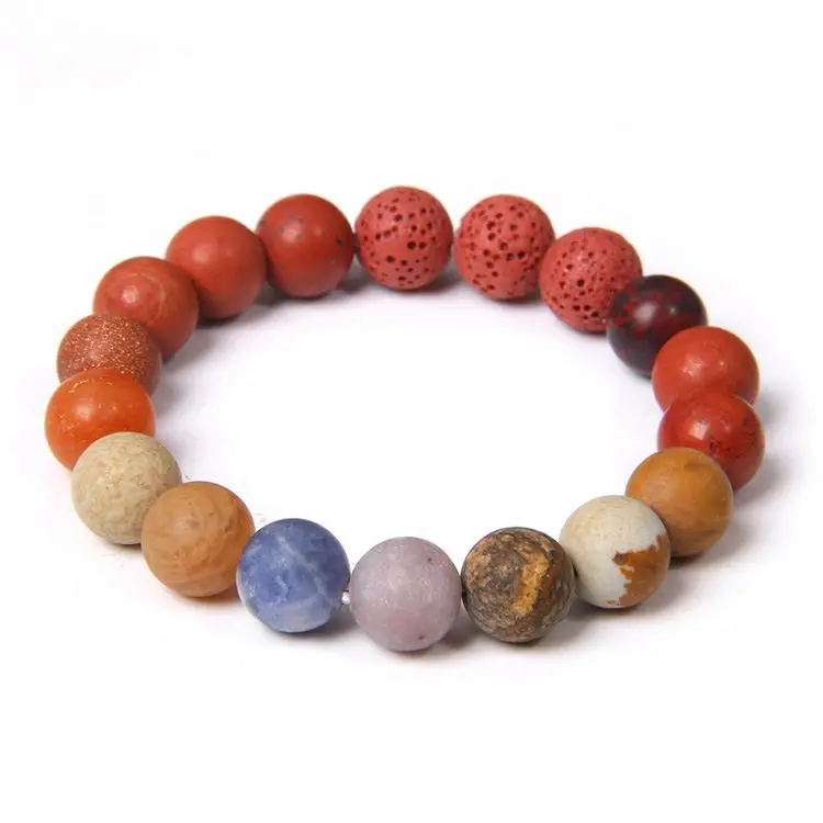 Wholesale Eight Planets Bead Bracelet OEM Natural Matte Stone Bracelet Universe Galaxy Solar System Planet Bracelets Men Women