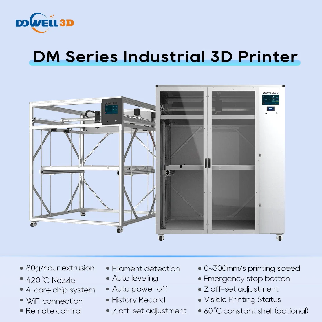 Dowell Impresora 3d Printer Dual Extruder Big Size 1600mm Industrial fast 3d Printing machine