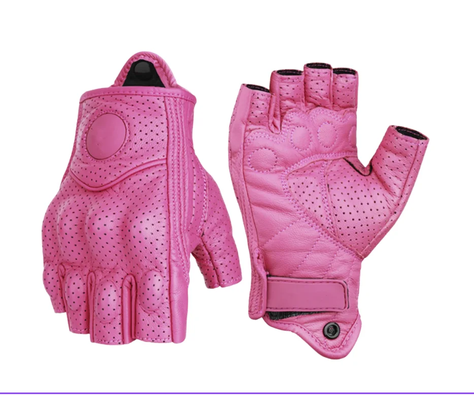 Outdoor anti-fall ladies motorcycle half-finger leather motorcycle breathable riding gloves