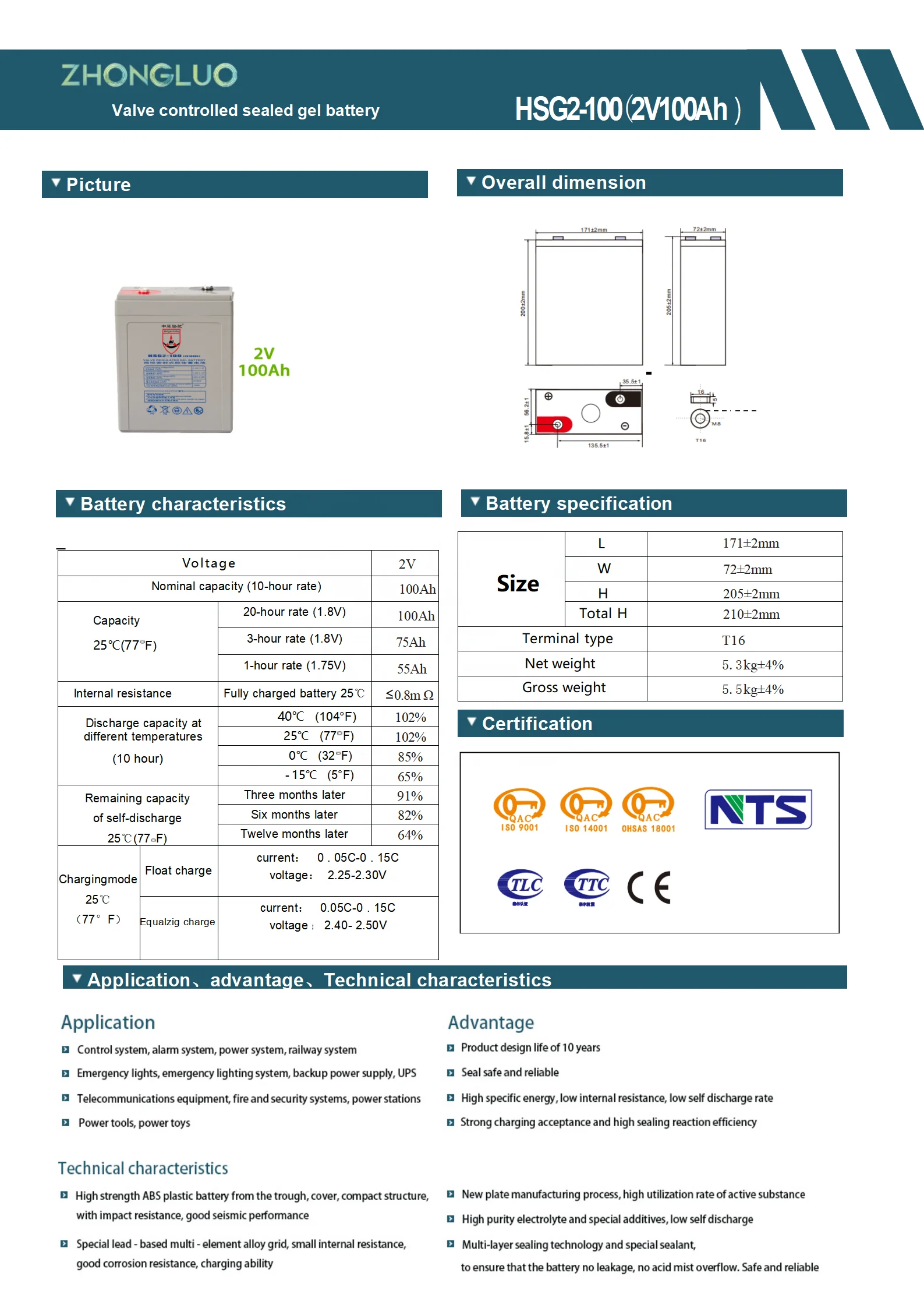 TOP SALE Deep Cycle Solar Gel Battery Agm 2V 100AH Lead Acid Battery Manufacturing Plant energy Storage Battery