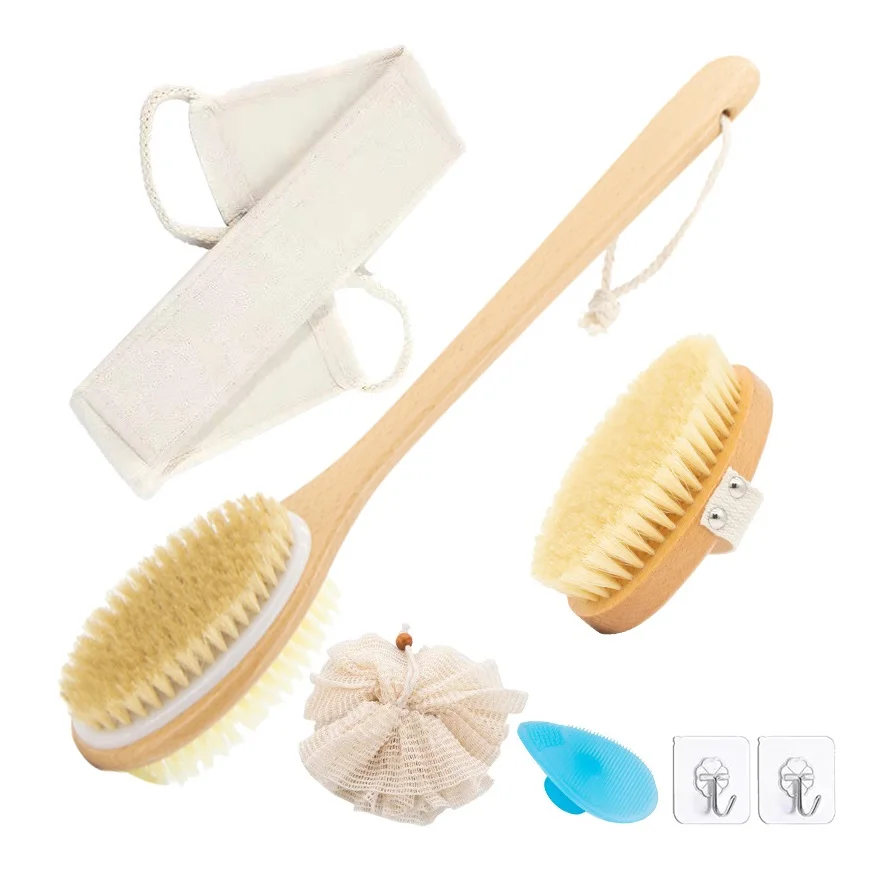 Reusable Natural Jute Hemp Body Exfoliating Glove Handmade Strap Back Scrubber Spa Bath Belt scrub shower Gift Set