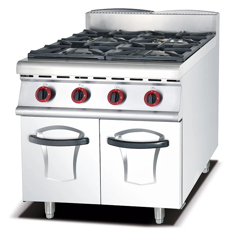 OUTE stainless OEM Commercial Custom Griddle  Industrial Gas Stove 4 Burner Gas Cooker With Cabinet