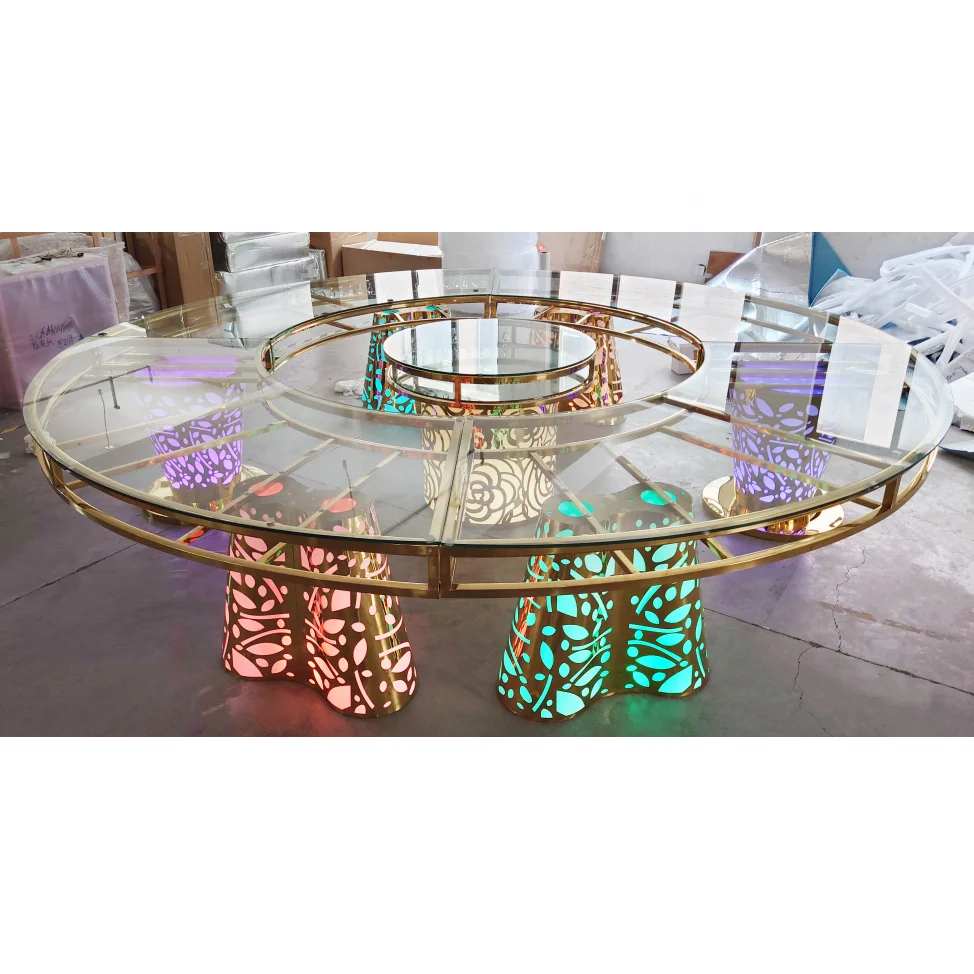 Latest factory royal Event decoration LED wedding table Stainless Steel Wedding Table JJ220007