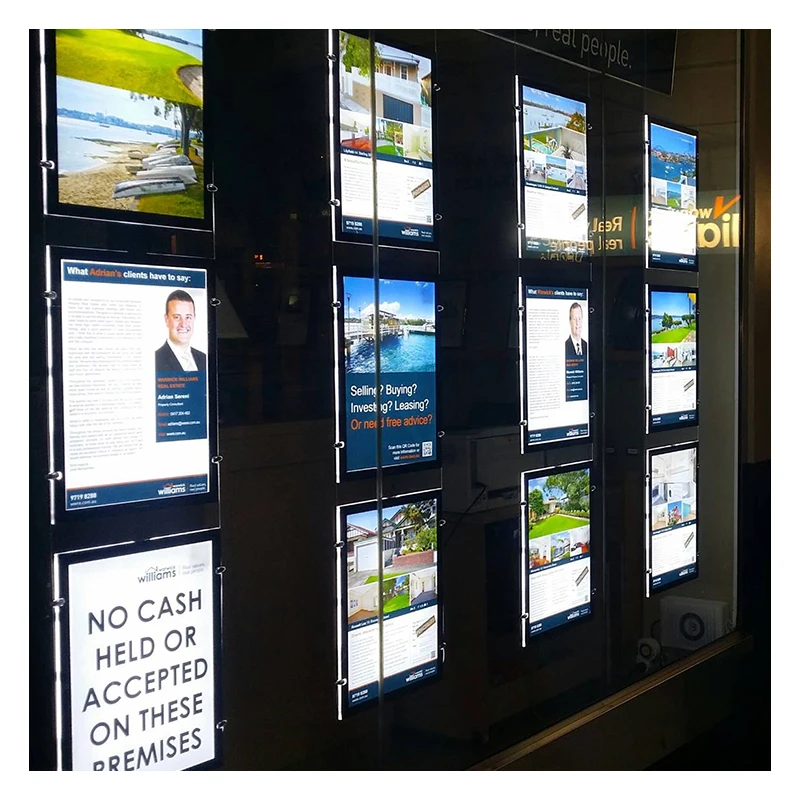 Cable Hanging System Backlit Lightbox Frame Illuminated Window Display Led Light Box Portrait/Landscape Advertising Light Boxes