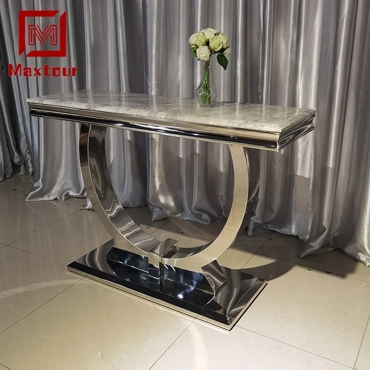 European modern console table stainless steel living room furniture glass/marble top tables