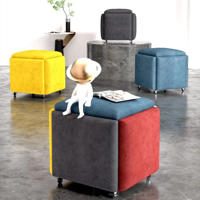 2024 Popular Magic Cube Combination Stool Rubik Cube Multipurpose Metal Chair Footrest Step Stool Padded Seat for Home