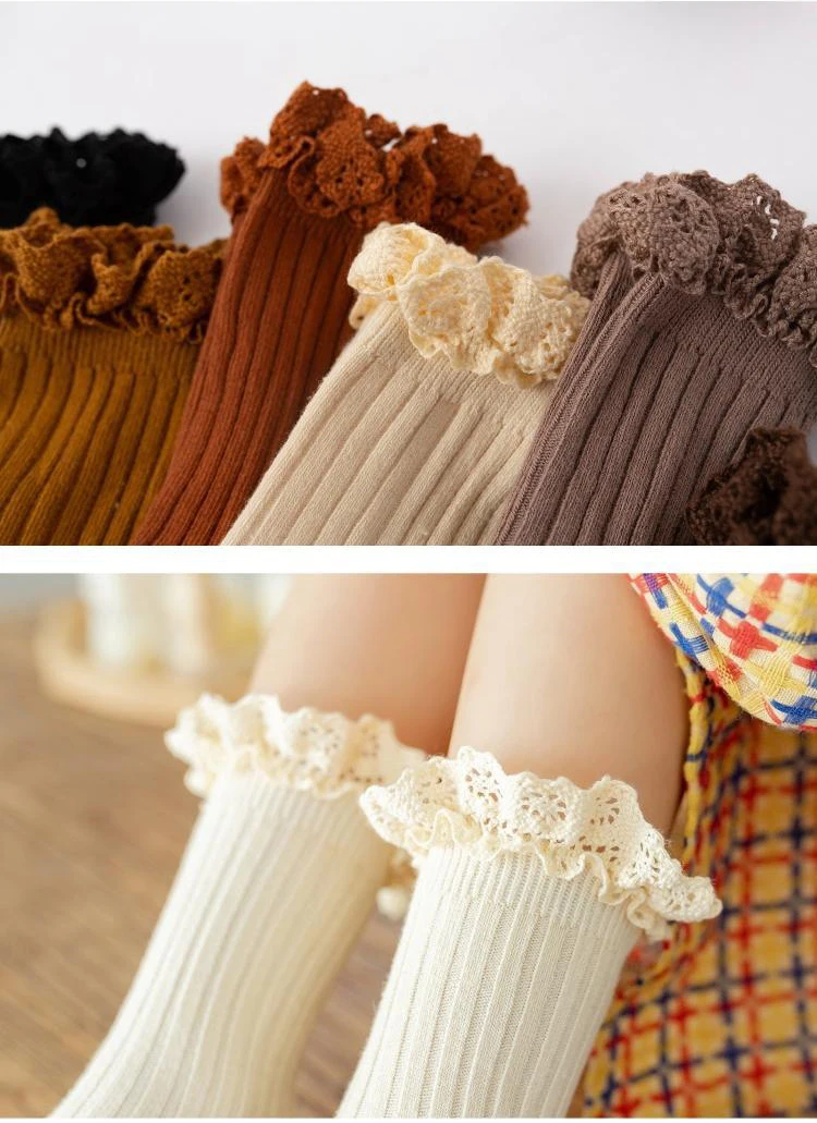 2022 New Spring Organic Cotton Crew Kids Toddler Baby Girl Ruffle Socks