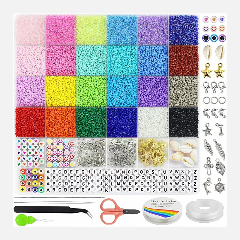 Wholesale 2mm Glass Crystal Rice Bracelet Charm Large Hole Set Custom DIY Beaded Necklace Bracelet For Jewelry Craft Making Kit