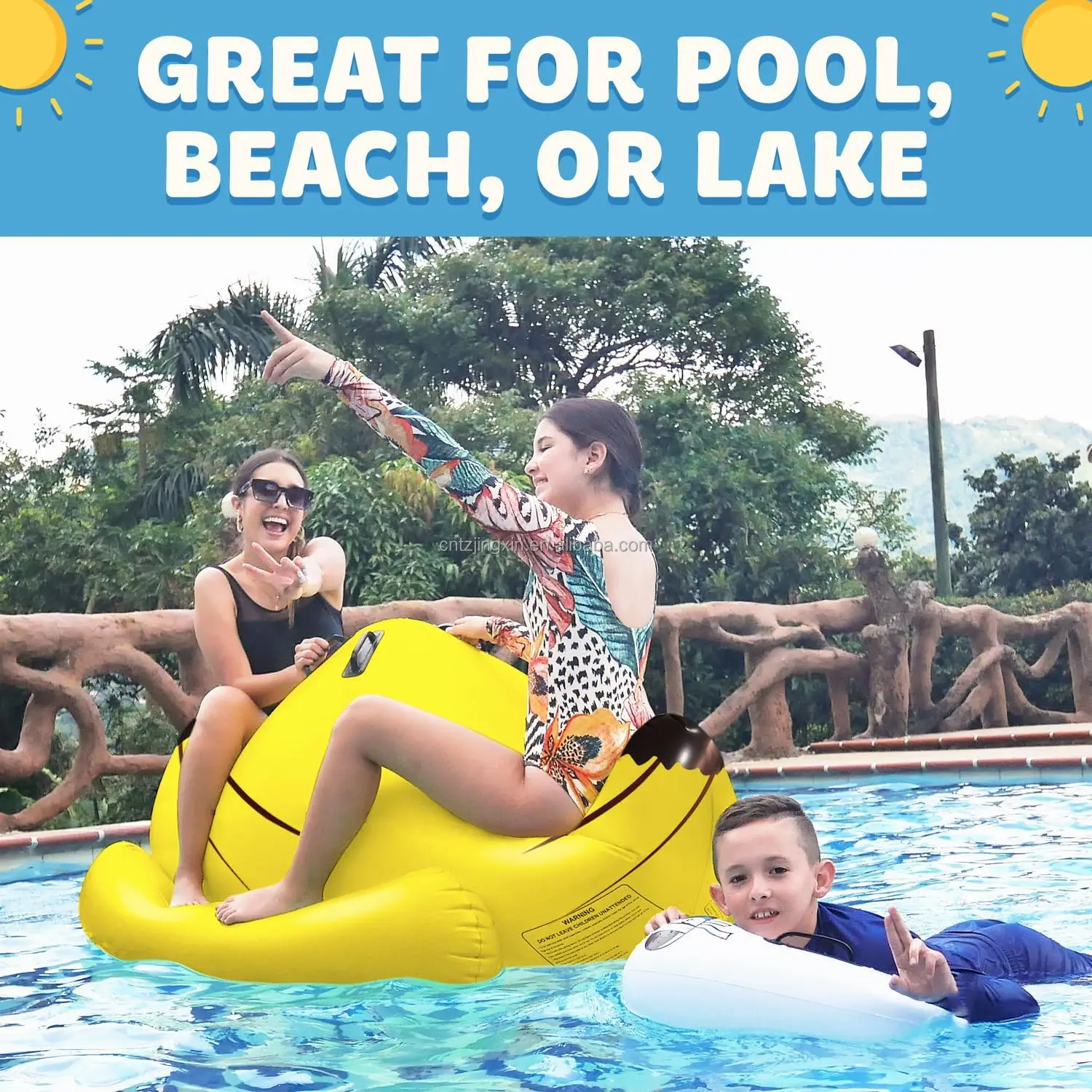 Factory Custom PVC Inflatable Banana Pool Pontoon Adult Kids Large Pool Toys Water Park Summer Party Outdoor Sports