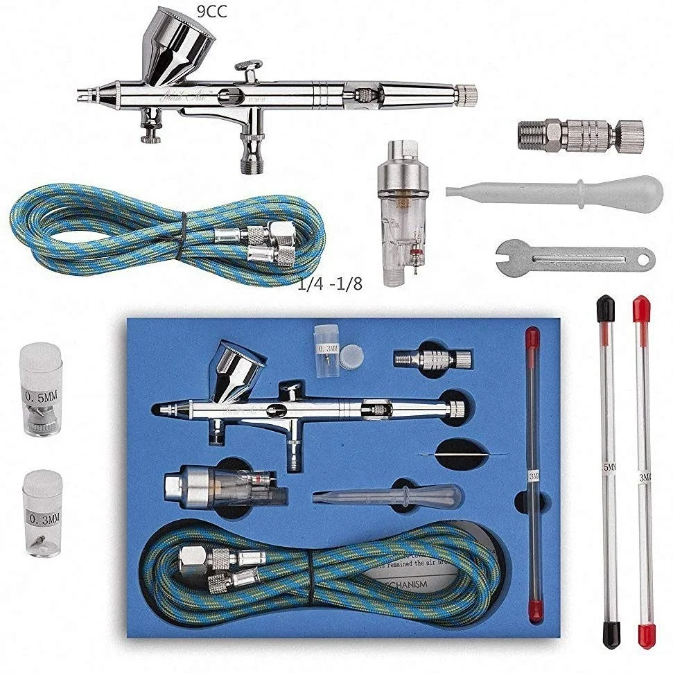 0.2/0.3/0.5mm Double Action Spray Gun BT-180K Airbrush Set 3 Cups Supply  Spray Gun Model Air Brush for Nail Tool Tattoo Art