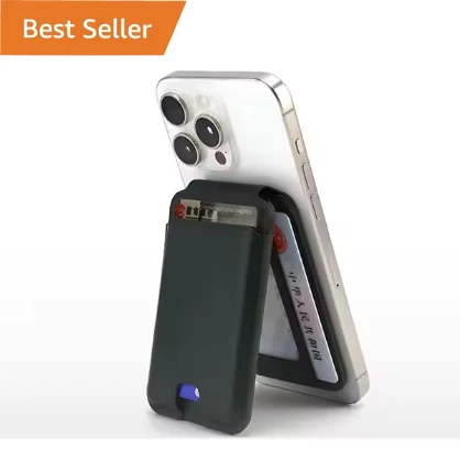 Magnetic Card Holder Portable Wallet Mobile Phone Cases Bracket Stand for Mag safest with 2 Metal Ring Stickers