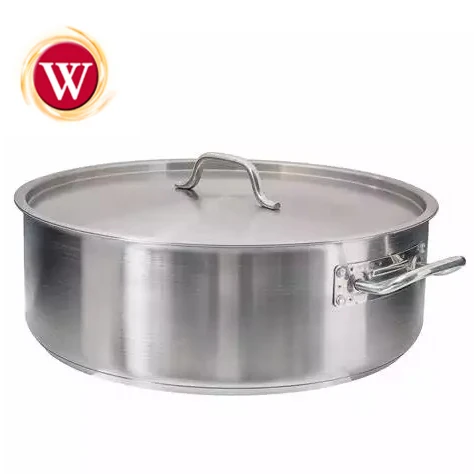 Hot sell Stainless Steel Short Stock Pot Different Size Hotel Restaurant Kitchenware Equipment With 3 layers Composite Bottom