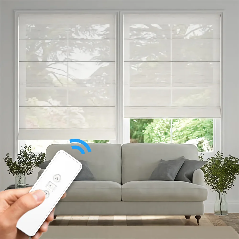 Modern Style Roman Shades For Windows Wireless Remote Electricity Automatic Shade Smart Roman Blinds