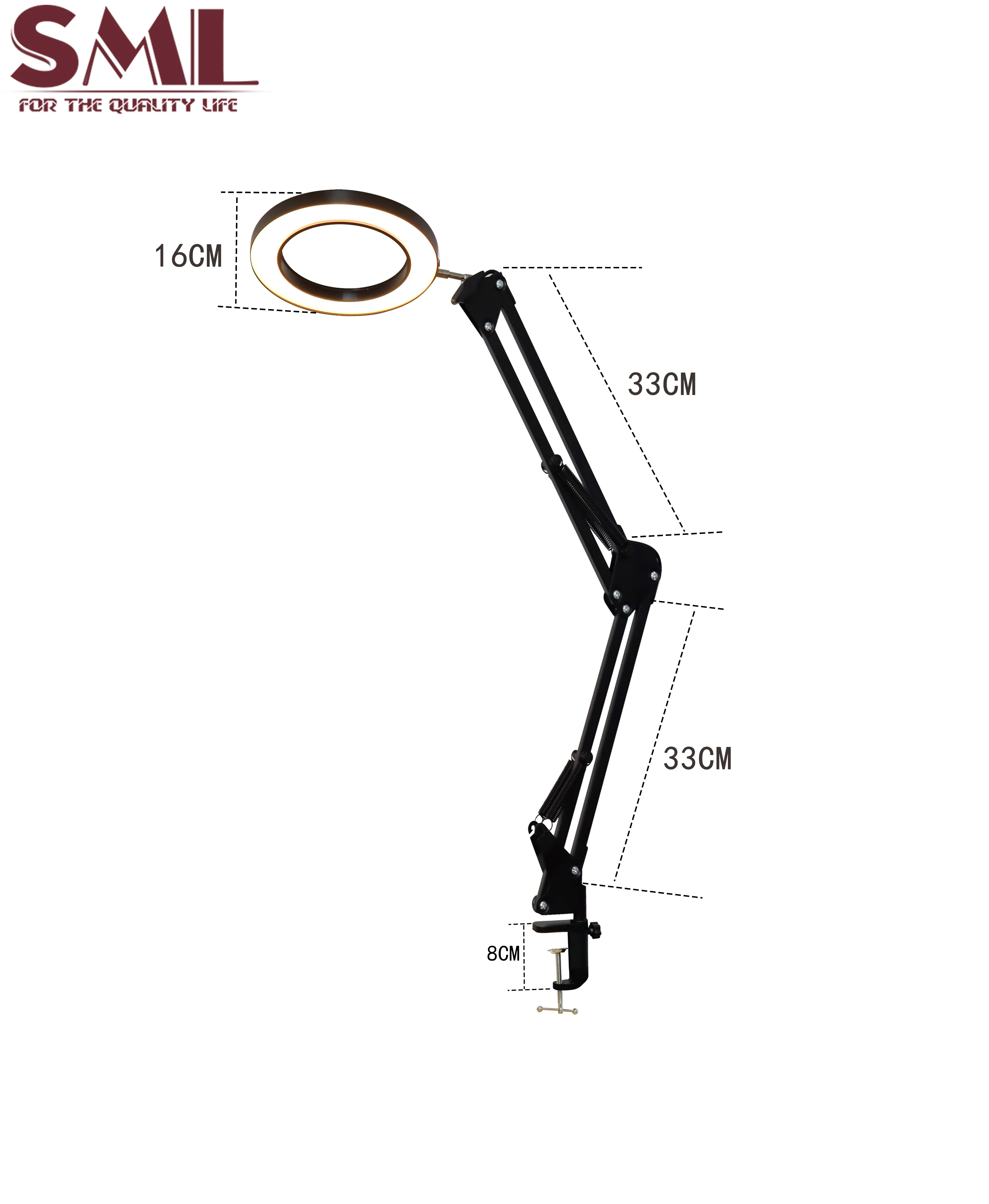 10 Grade Dimmer Clip Desk LED with A Triple Magnifying Glass Black Child Study Lamp Swing Arm Desk Table Lamps