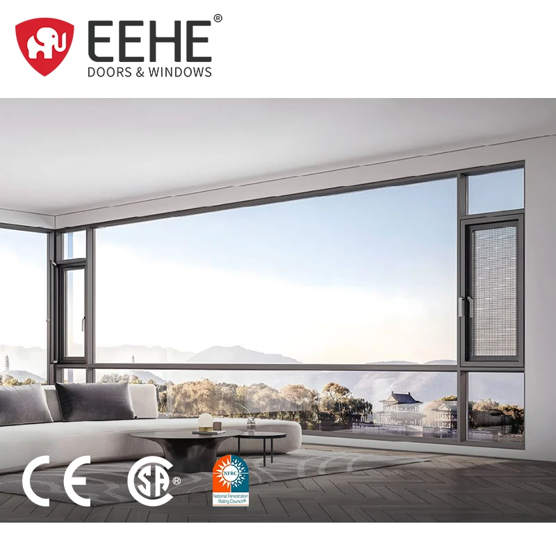 Premium Casement Windows Energy Efficient Soundproof Aluminum Frame Triple Glazed Tilt and Turn Windows