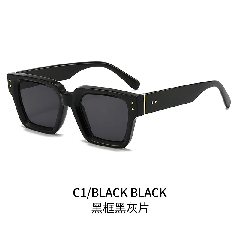 European and American Fashion Square Frame Thick Edge Sunglasses for Men and Women UV Protective Sunshades High Quality