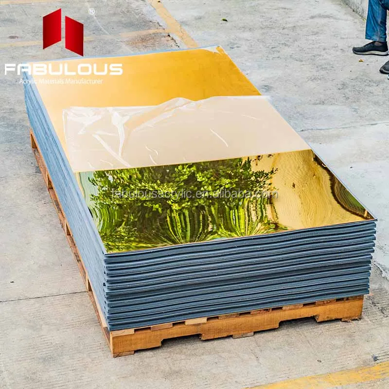 Laser Cut Engraved 4x8ft Mirror Sheet Acrylic 4-8mm Recycled Gold Color Acrylic Mirror Sheets