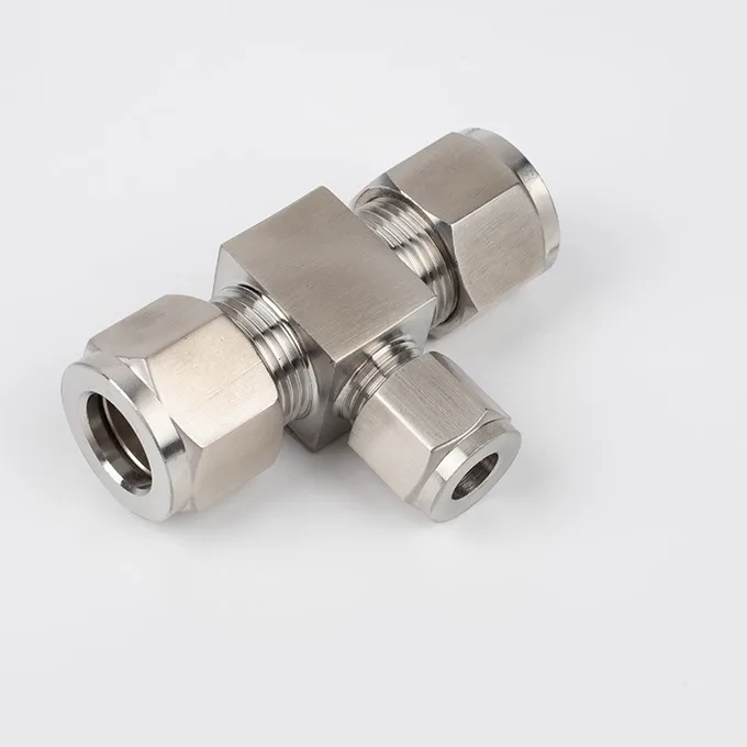 High Pressure Stainless Steel With Ferrule Connector Reducing Hydraulic Tee Fitting