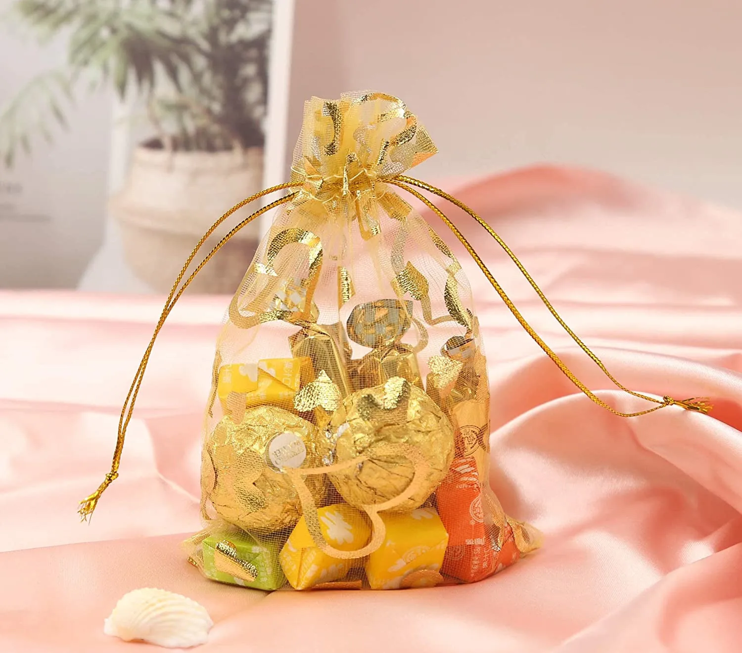 Мешочки из органзы для украшений сетчатые сумочки с кулиской в форме сердца 5 х7 дюймов свадебные сувениры подарок на день матери Святого Валентина