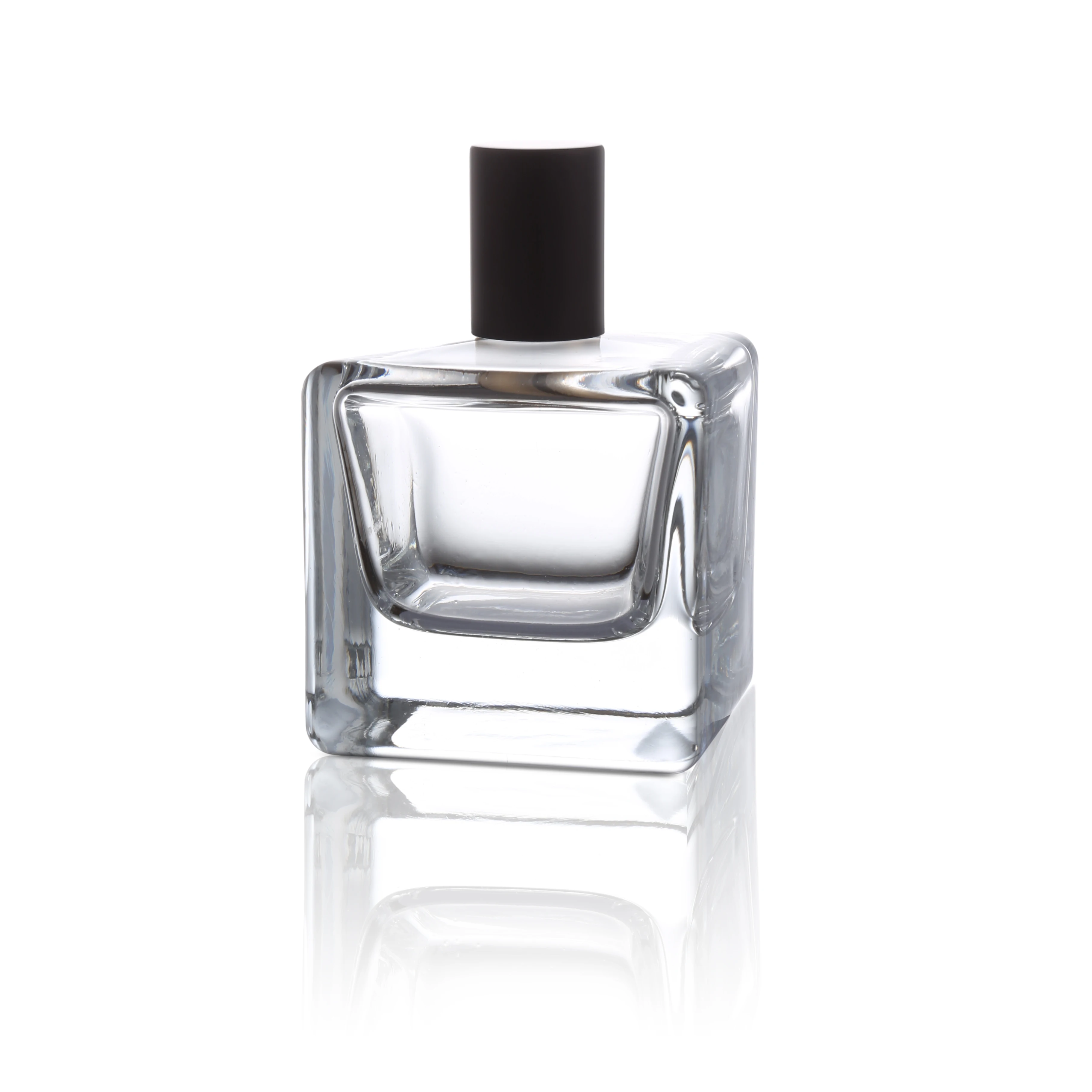 Factory Price 50ml Empty Square Glass Perfume Bottle Glass Fragrance Bottles With Black Cap