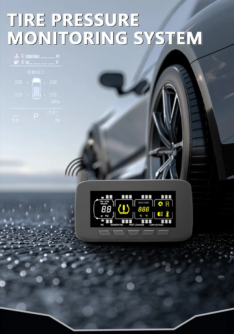 Solar Windshield TPMS Tire Pressure Monitoring System Car Wireless Tyre Pressure  Internal Pressure Sensor