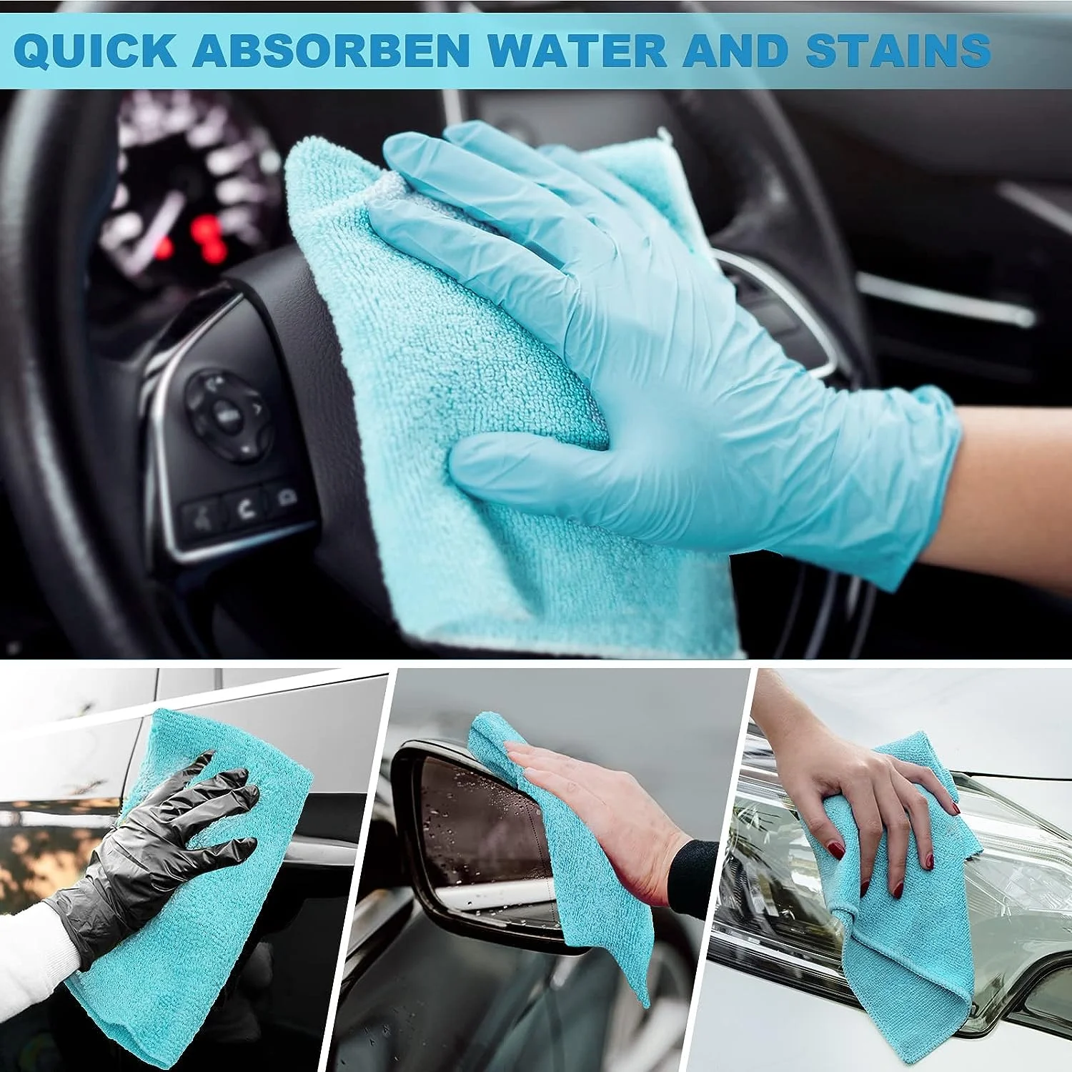 Customized Tear-away Roll 50/75/100 Pack Microfiber Cleaning Towels  30*30cm Reusable Washable cleaning car Rags