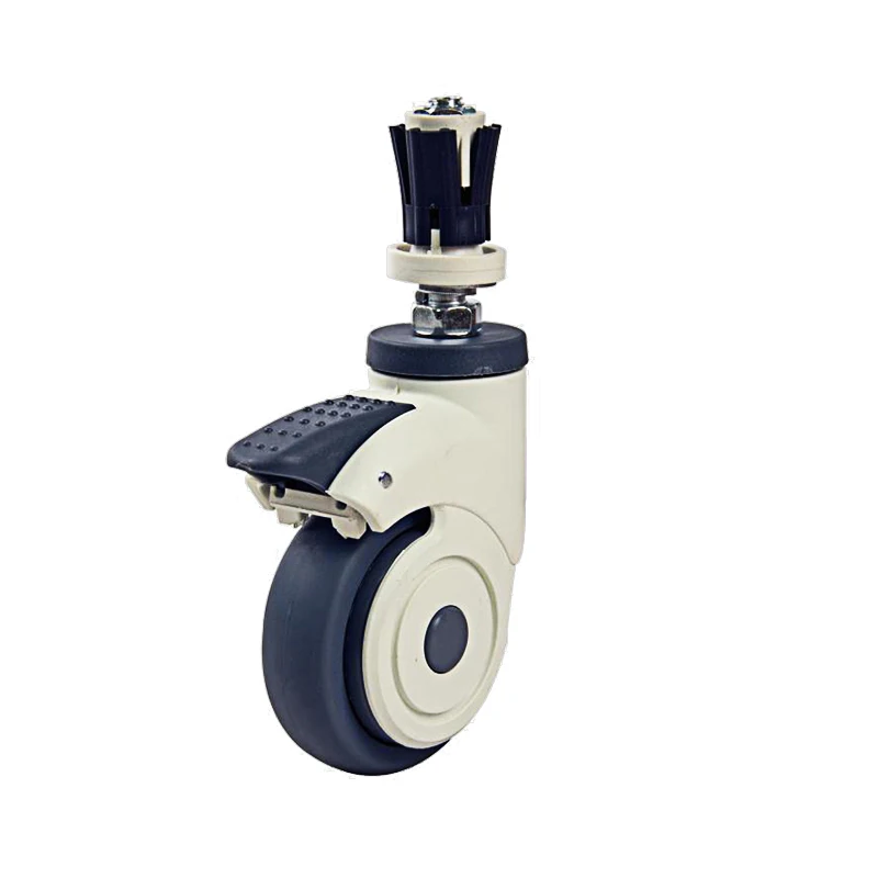 JQ Caster 75mm Medical Swivel Soft TPR Wheel Brake Mute Caster 3 inch