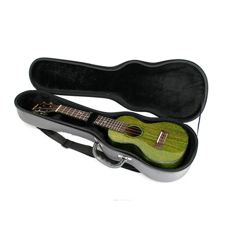 Custom Cheap Leather Ukulele Shape 40Inch Crossbody  Acoustic Classical Bass Guitar Gig Case Bag With Guitar Strap