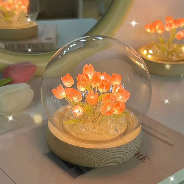 LED Romantic Tulip Flower Lights Battery Operated Decorative Artificial Mini Tulip Flowers LED Night Lights