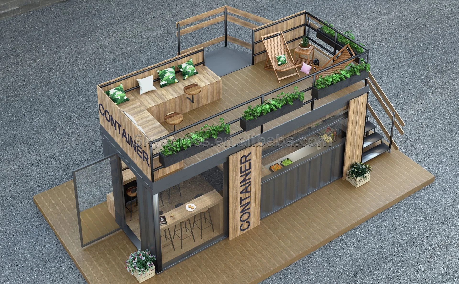 two-story Pop-up container coffee restaurant bar cafe Kiosk,Booth Use steel prefabricated houses