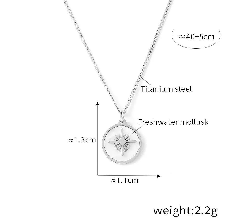 Carline Vintage Star Round Brand Freshwater Mollusk Stainless Steel Necklace Pendant 18K Gold Plated Custom Jewelry For Women